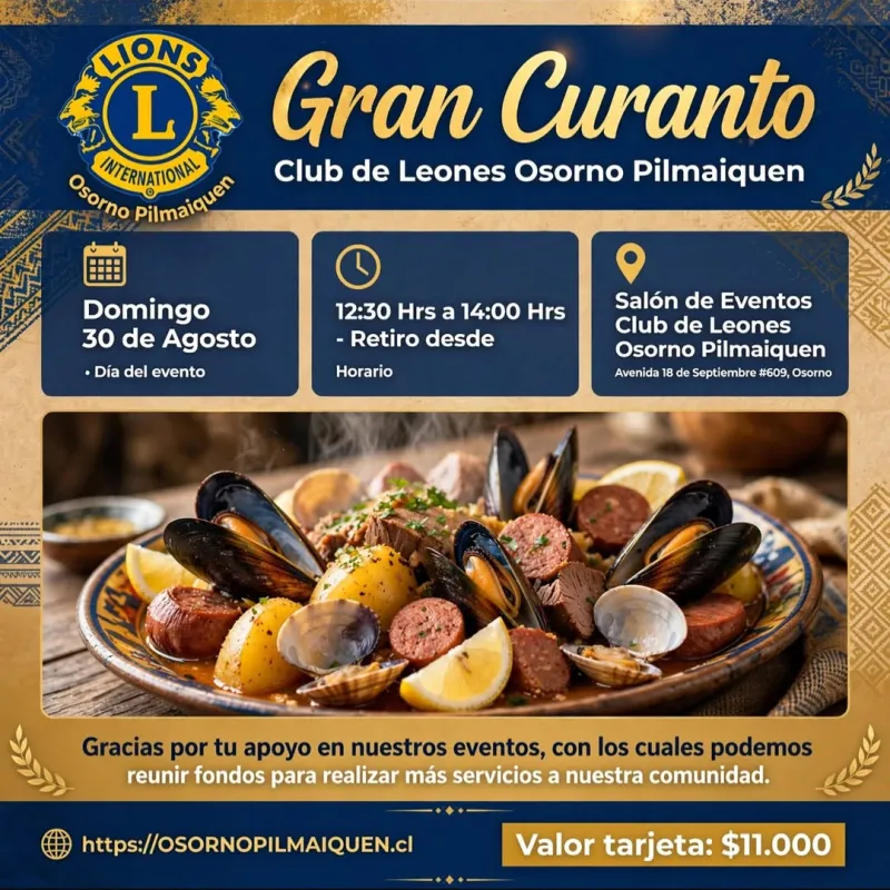 🥘 ¡El sabor de la tradición te espera! 🥘 El Club de Leones Osorno Pilmaiquén te invita a disfruta...